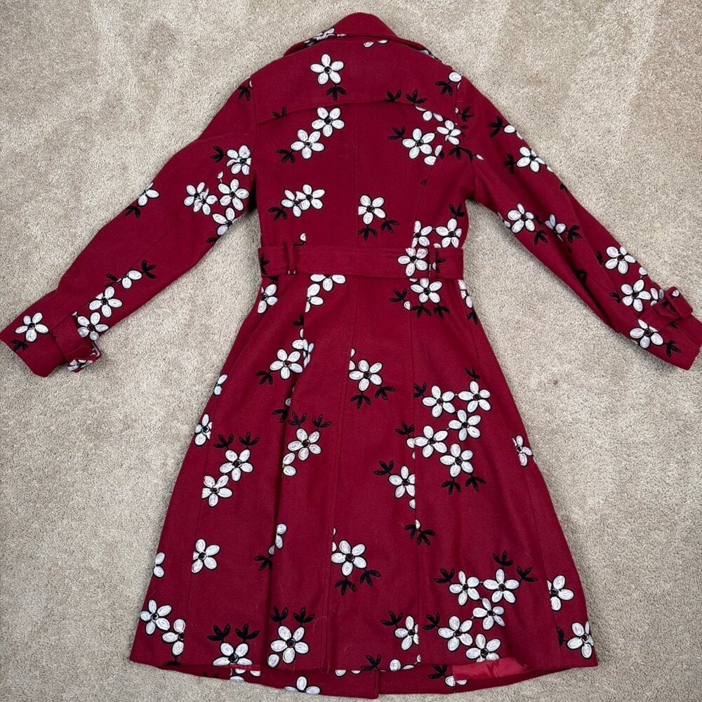 Voodoo Vixen Burgundy Floral Trench Coat - Picture 9 of 10